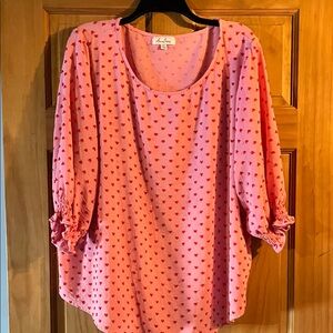 Chic Pink Heart Pattern Blouse